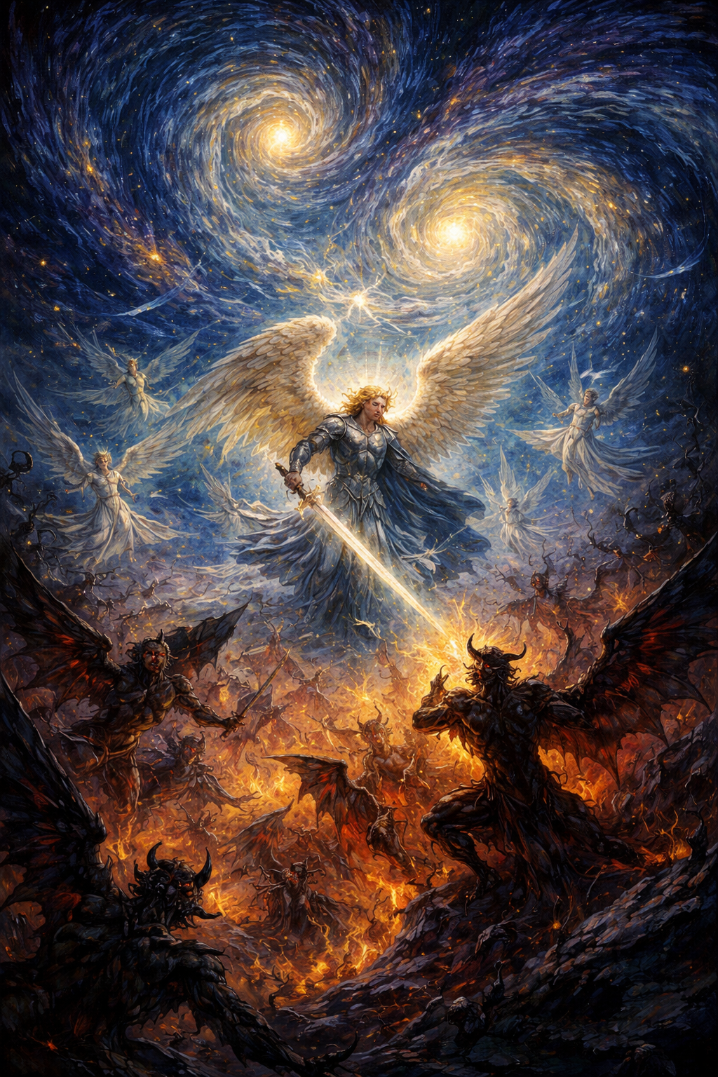 Starry night representing spiritual battle