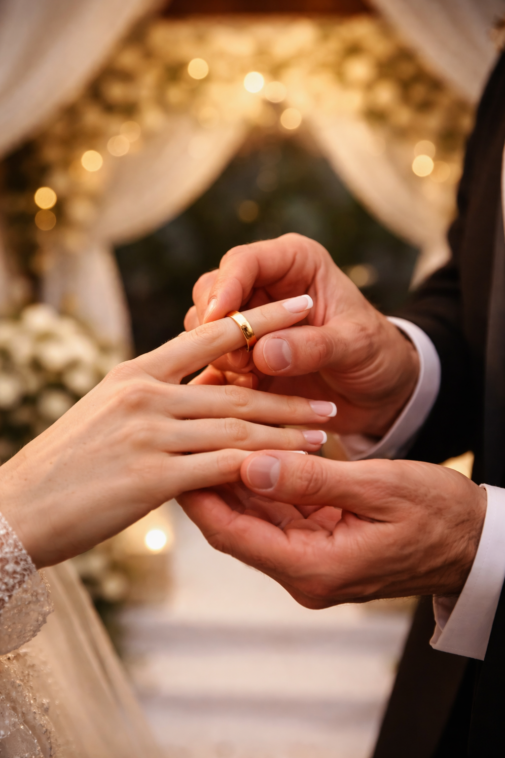 Jewish wedding ring ceremony on index finger