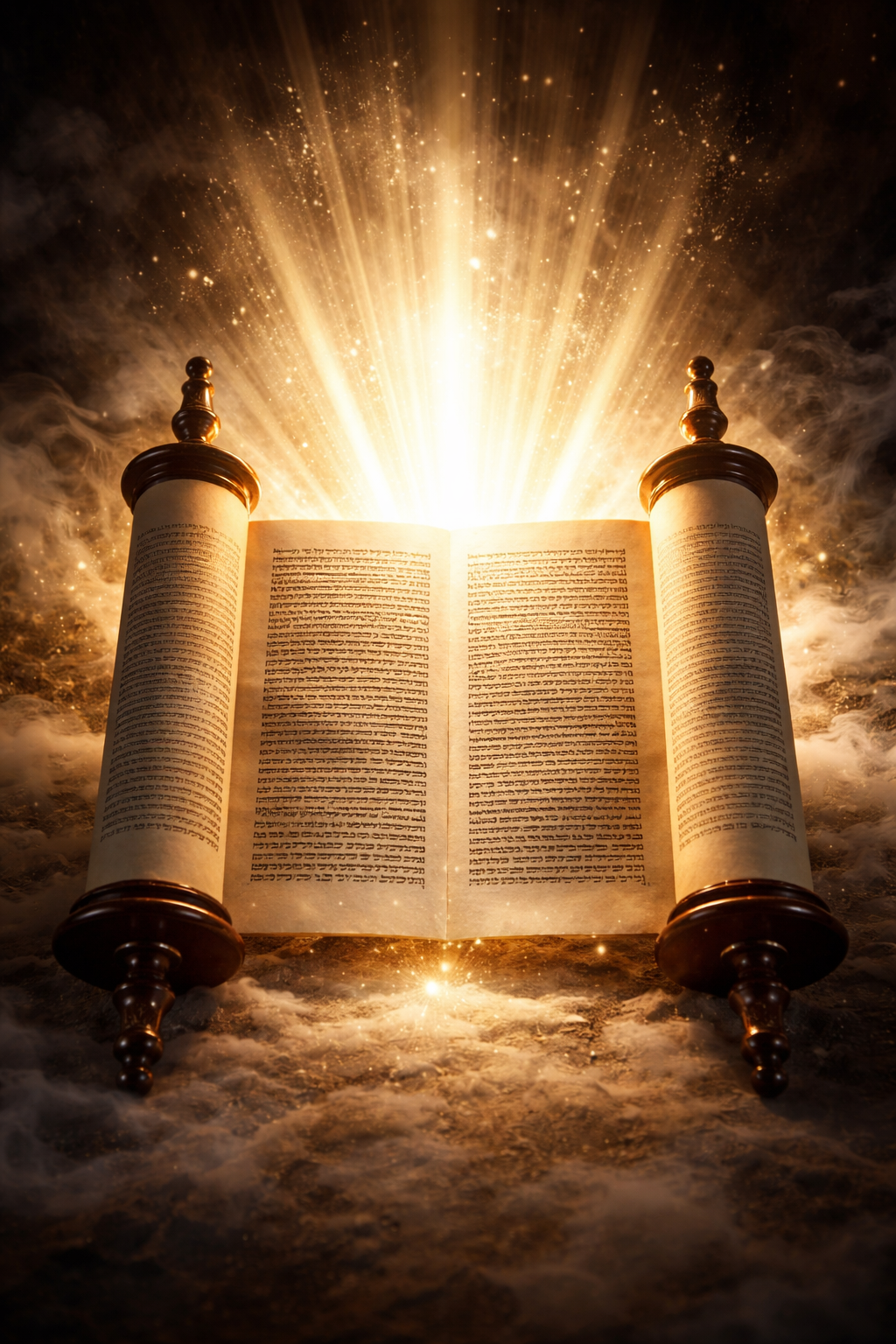 Torah scroll emanating divine light