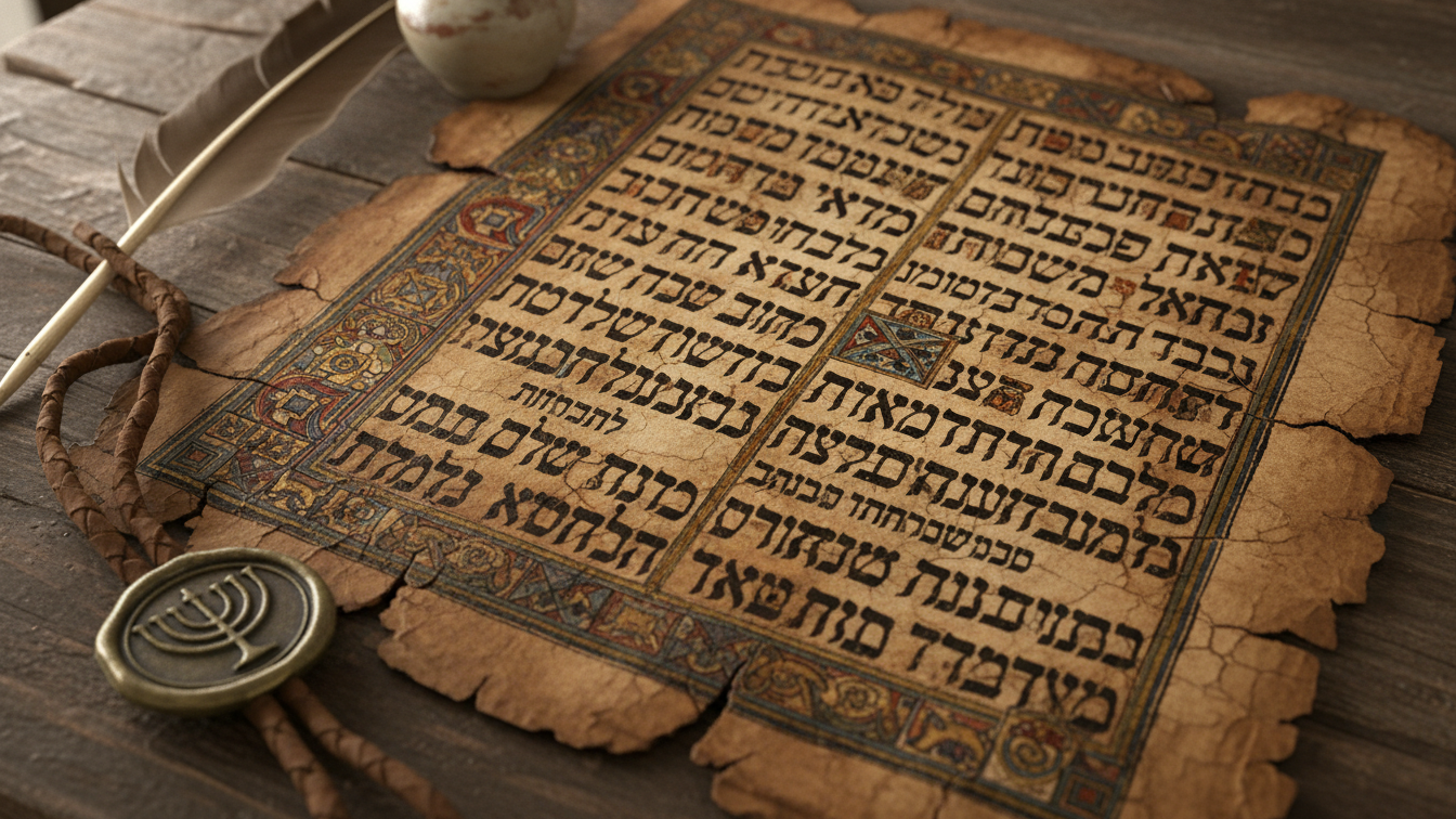 Ancient Hebrew manuscript with sacred text