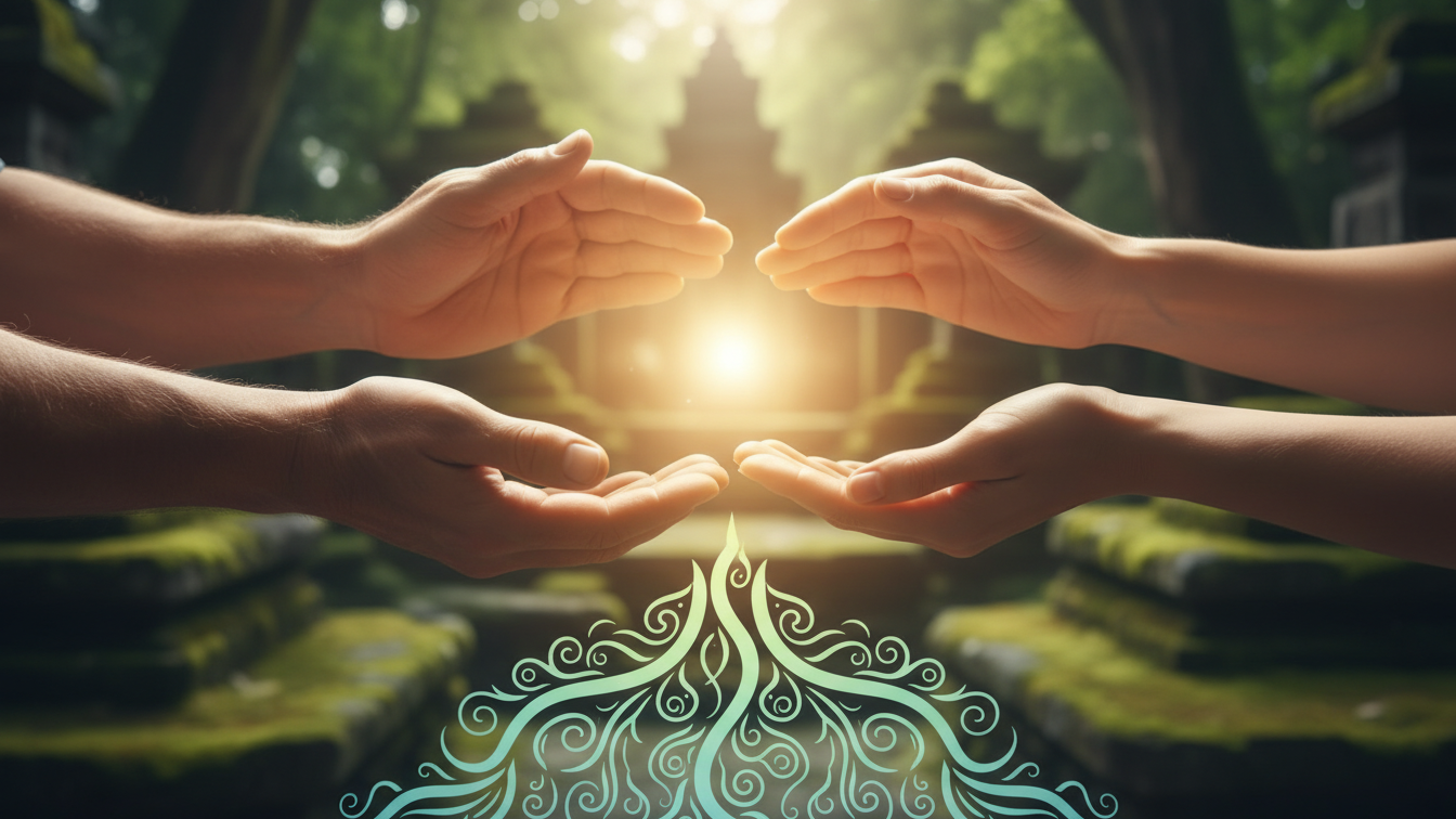 Hands reaching out in healing gesture