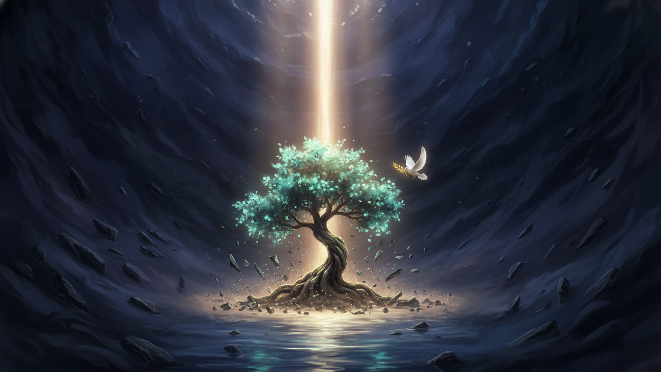 Light breaking through darkness symbolizing healing