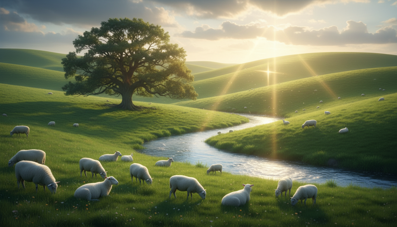 Green pastures symbolizing divine provision